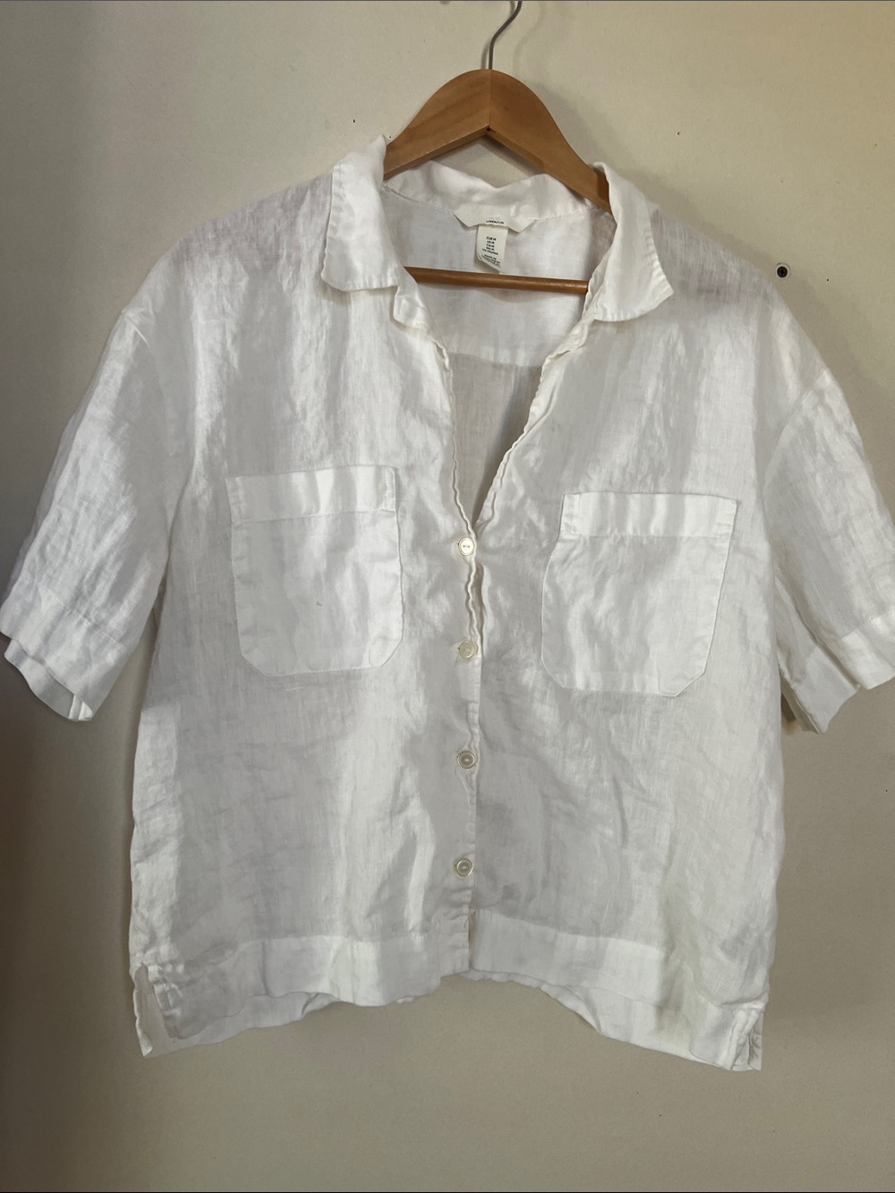 H&M White Linen Button-Up Shirt